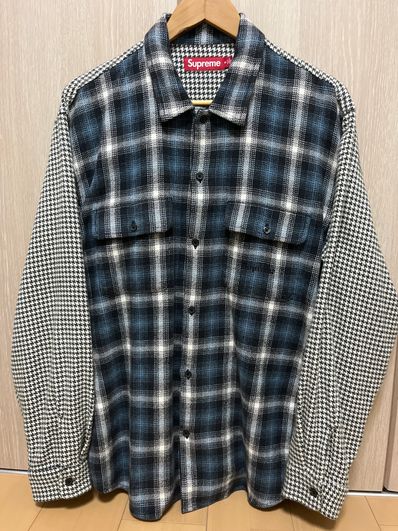 Supreme Houndstooth Plaid Flannel Shirt "Navy"