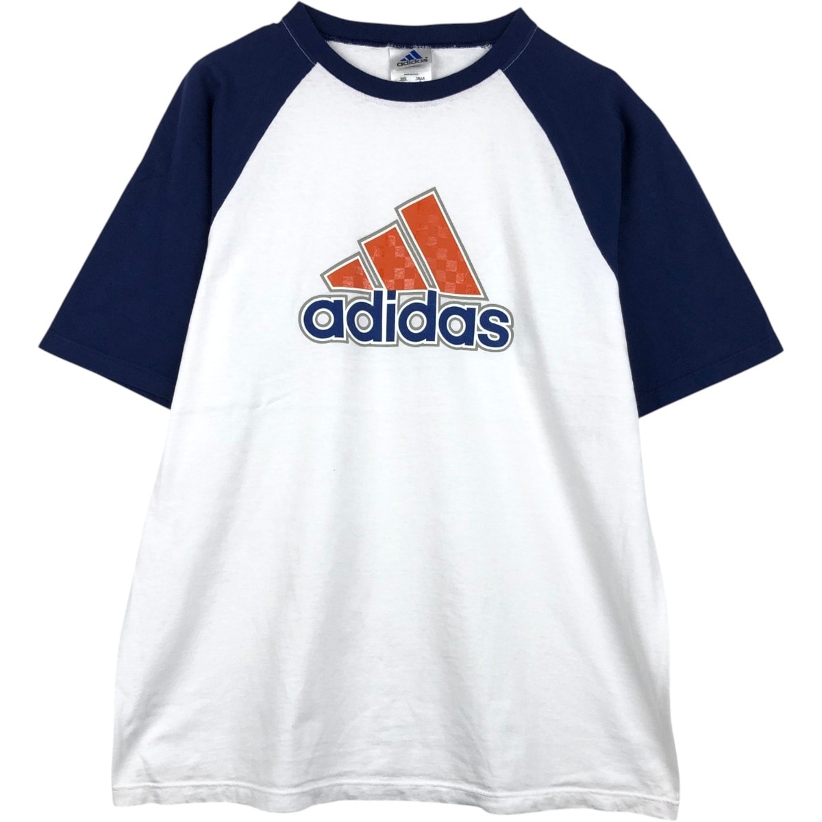 古着 90~00年代 アディダス adidas ツートン ロゴプリントTシャツ USA製 メンズL相当/eaa653898