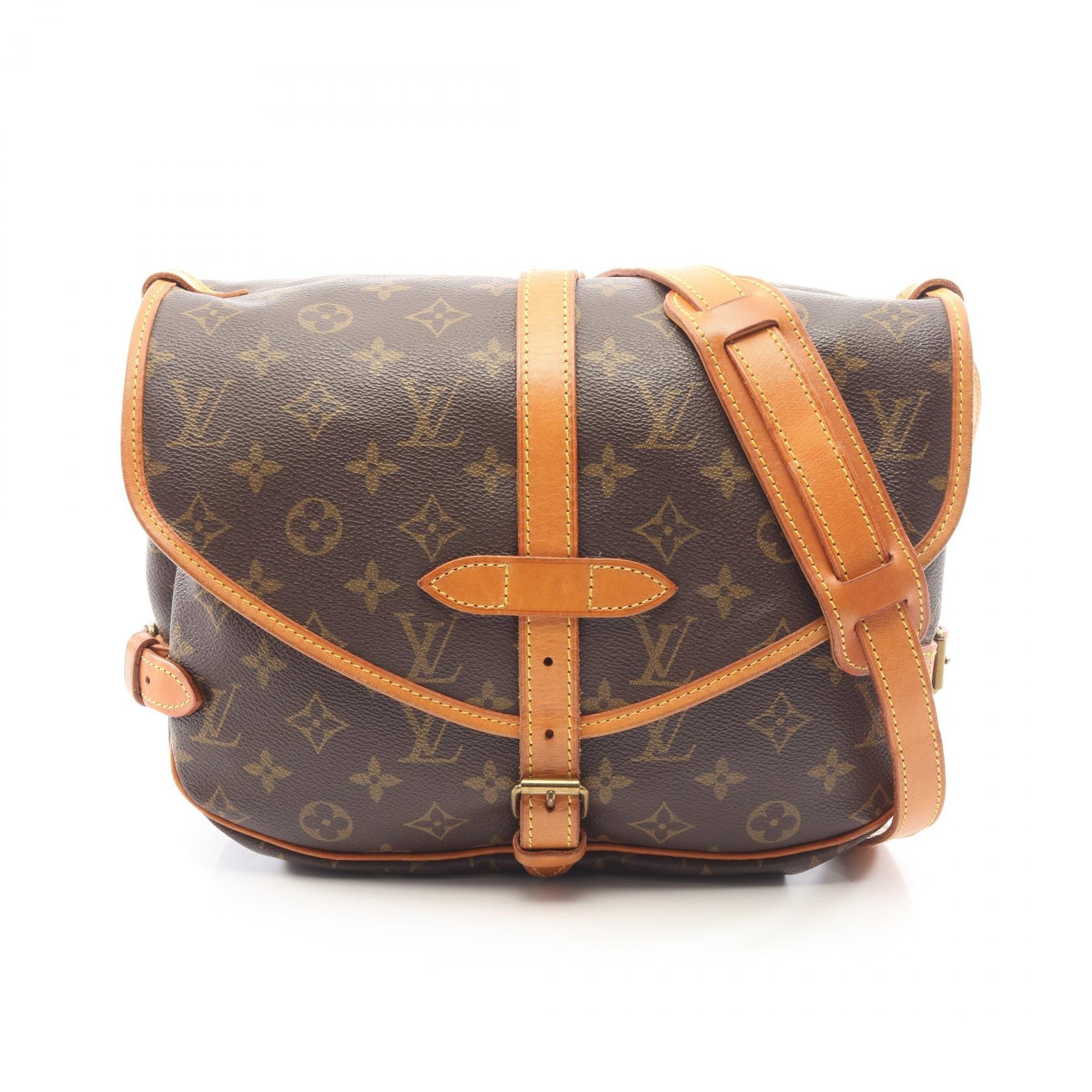ルイ・ヴィトン LOUIS VUITTON ソミュール30 ショルダーバッグ バッグ PVCコーティングキャンバス レザー モノグラム レディース ブラウン系 M42256 【中古】
