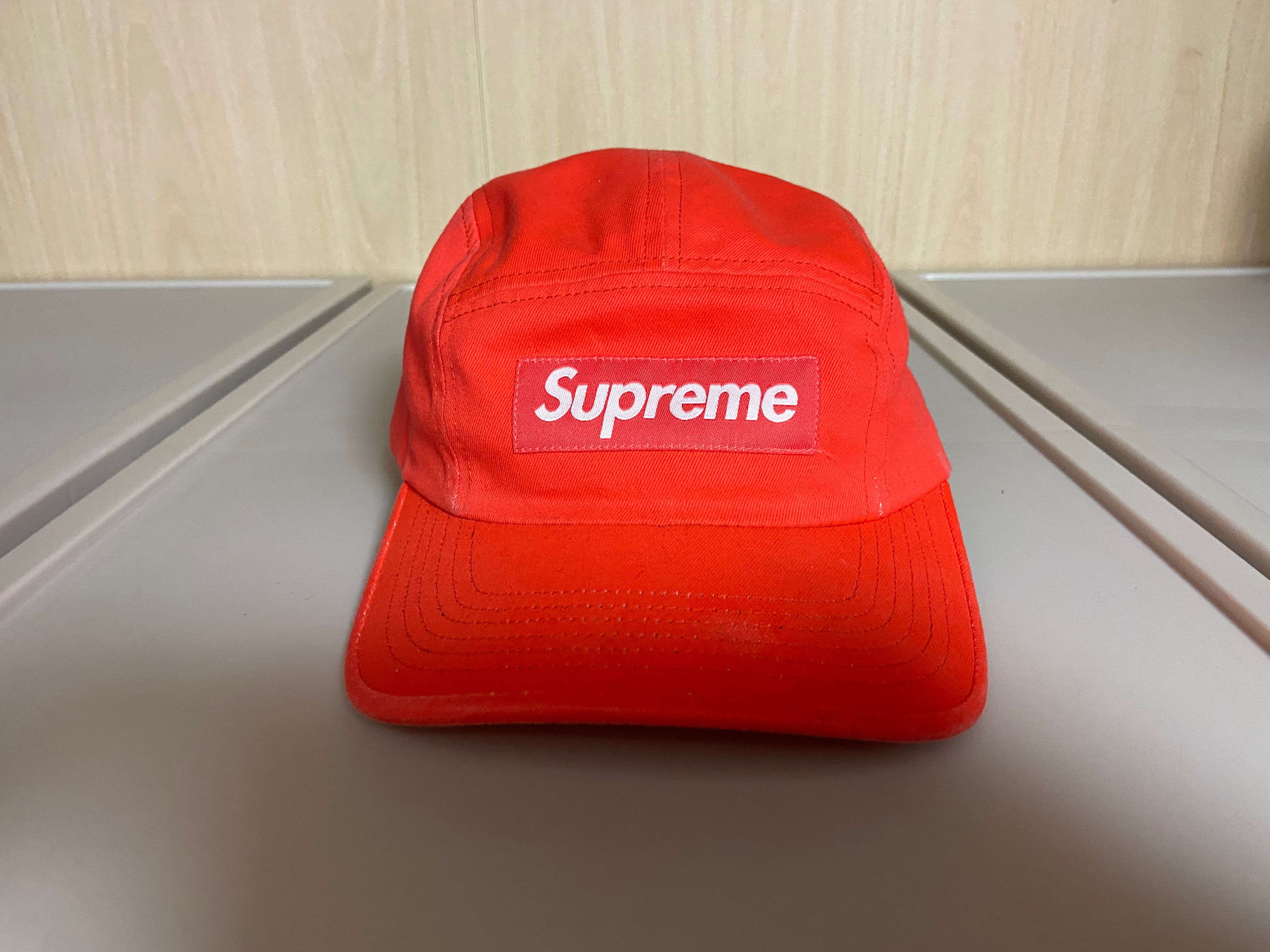 Supreme Washed Chino Twill Camp Cap "Neon Red"(21FW)