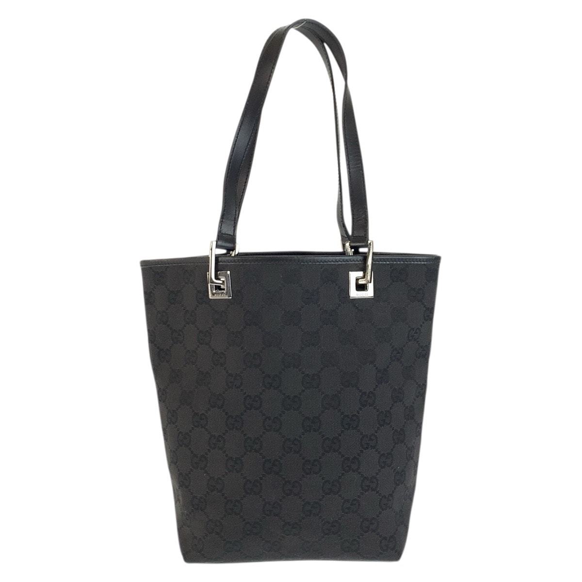 美品 GUCCI グッチ ブラック 黒 シルバー金具 GGキャンバス レザー/ トートバッグ ショルダーバッグ 601914 【中古】