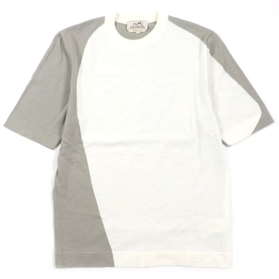 美品 エルメス
半袖ニット アイボリー グレー メンズ XS