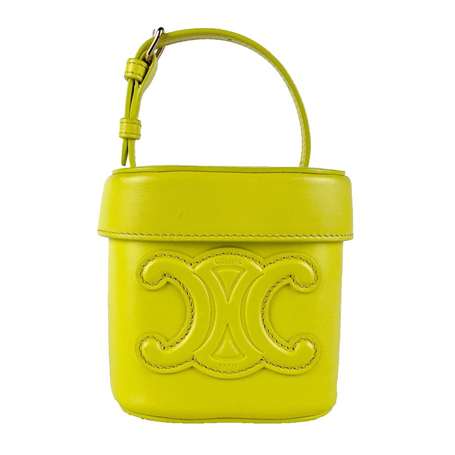 セリーヌ CELINE ショルダーバッグ スモール ボックス キュイル トリオンフ レザー アニス レディース【中古】 z8395