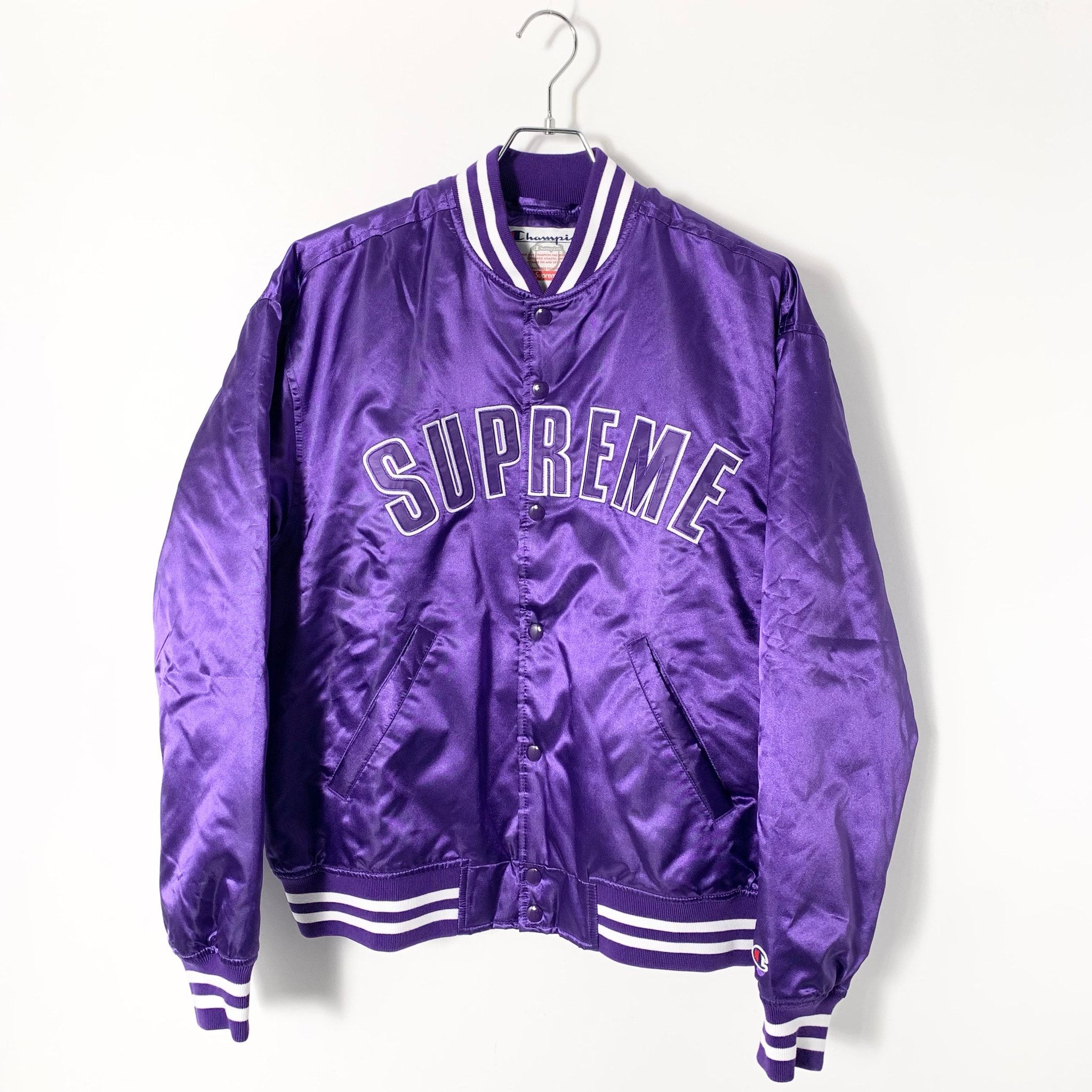 Supreme x Champion Satin Varsity Jacket "Purple"