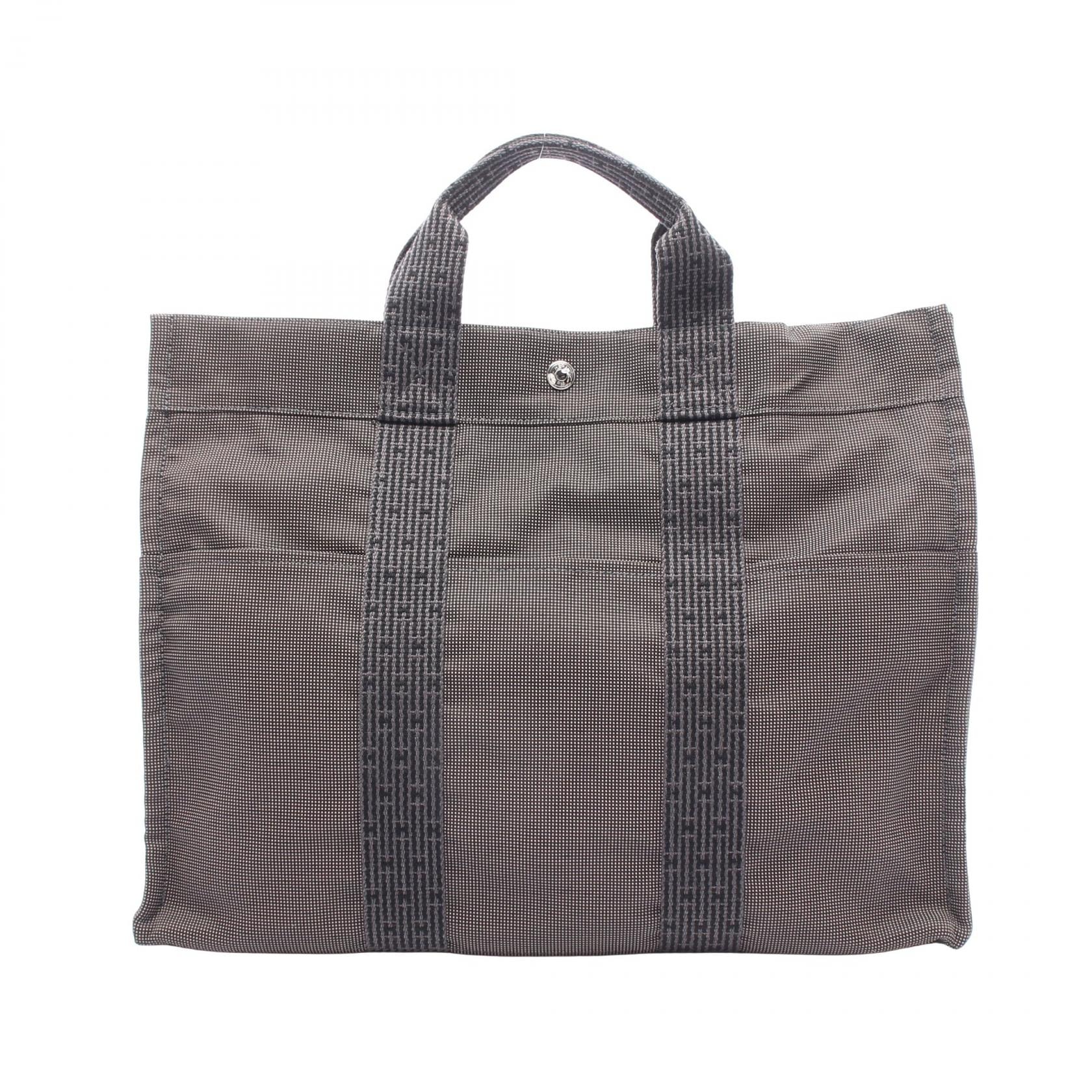 エルメス HERMES エールラインMM トートバッグ バッグ ナイロンキャンバス メンズ レディース グレー系 【中古】