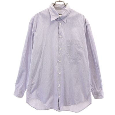 GIORGIO ARMANI ジョルジオアルマーニ 90s オールド ストライプ柄 長袖 隠し ボタンダウンシャツ 40 グレー