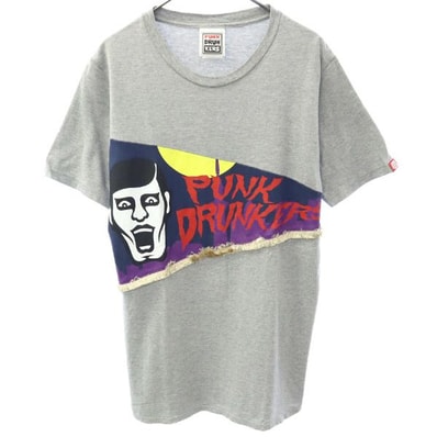 PUNK DRUNKERS パンクドランカーズ プリント 半袖 Tシャツ S グレー