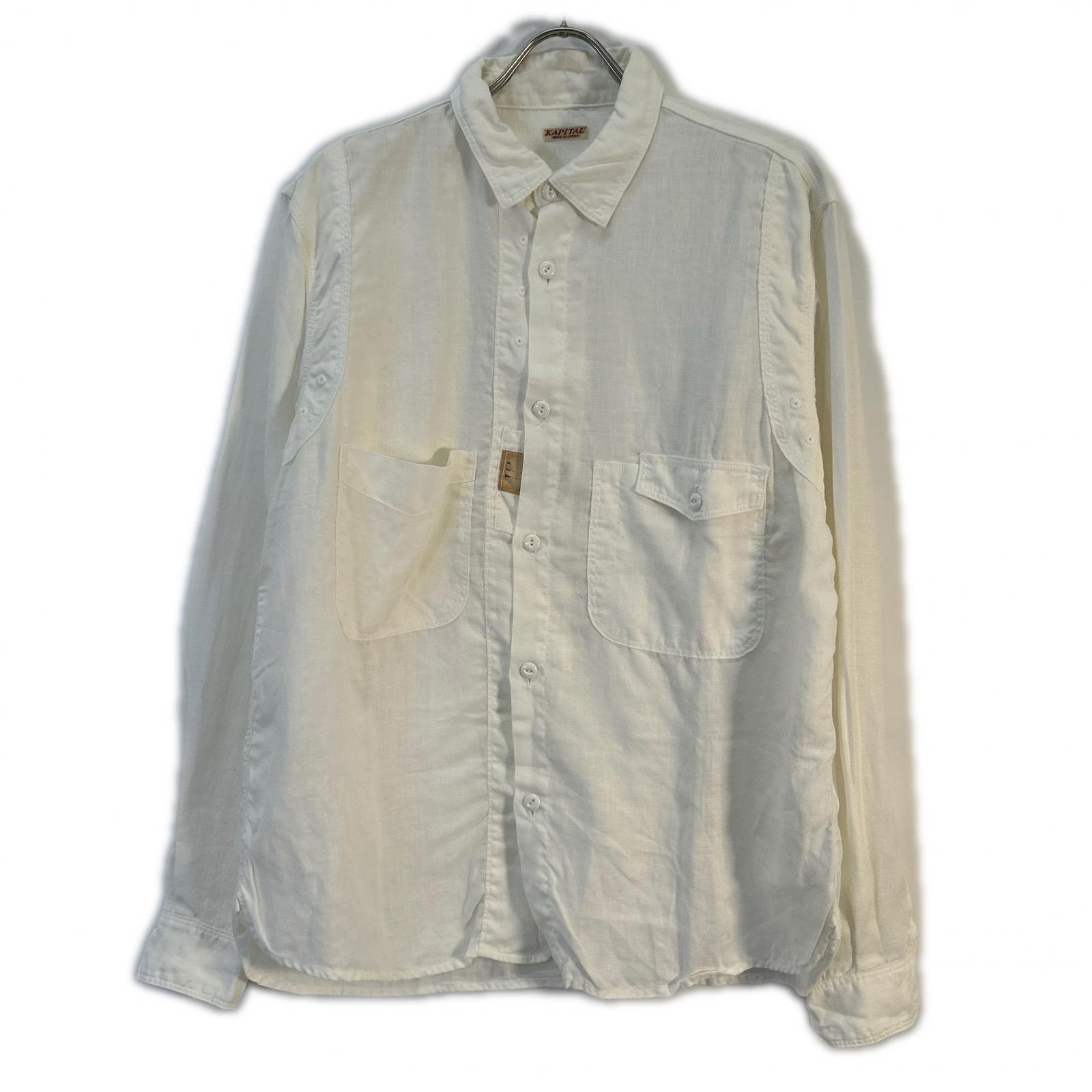 キャピタル EK-239 ホワイト ソフトリネン ロングスリーブシャツ 4