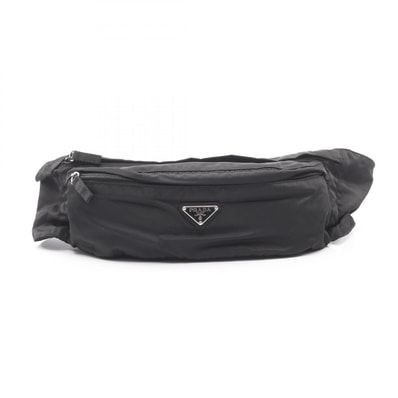 プラダ PRADA 三角プレート ウエストバッグ ボディバッグ バッグ ナイロン レディース ブラック系 【中古】
