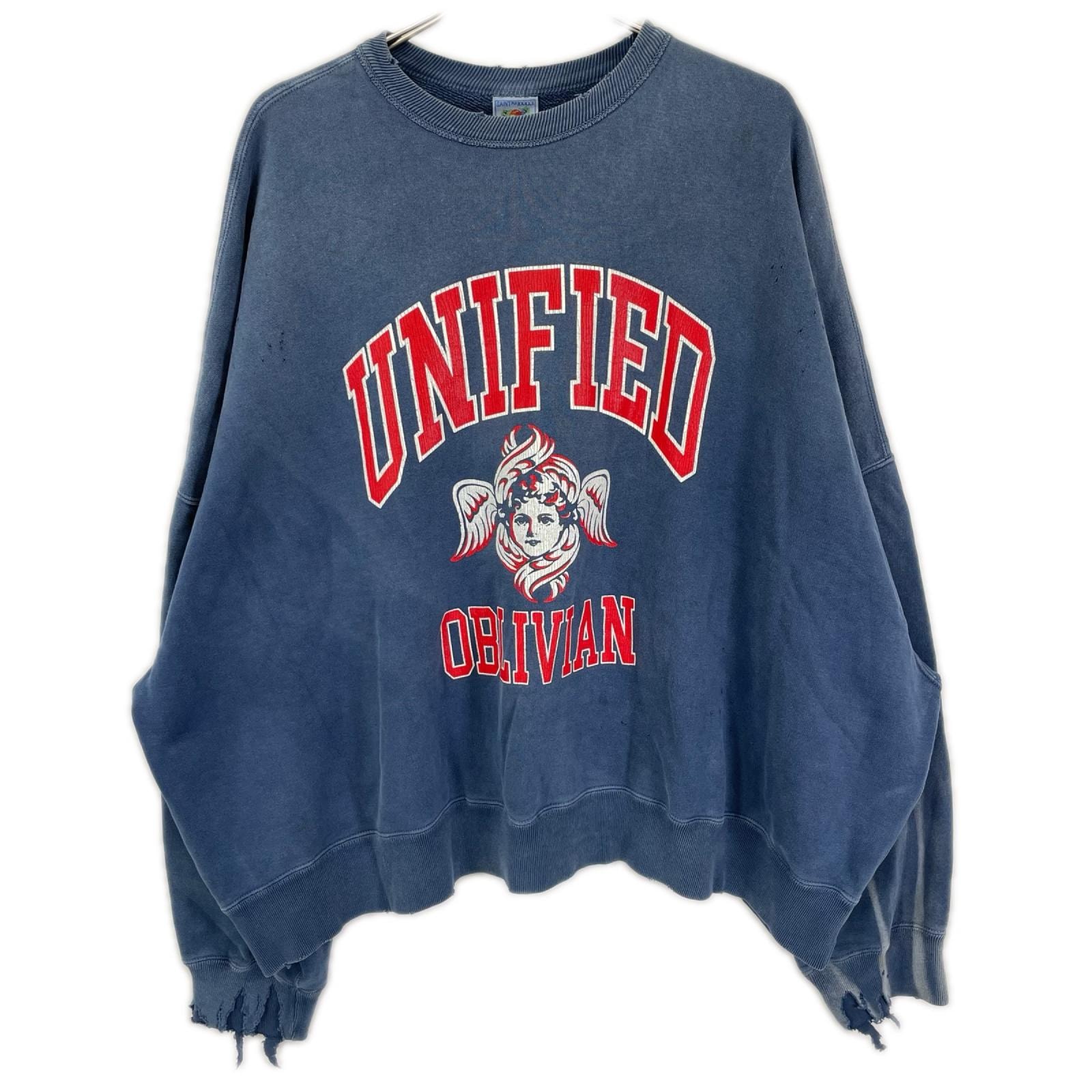 セントマイケル 24AW SM-YS1-0000-036 ネイビー CREW SWEAT UNIFIED ダメージ/フェード加工 プリントスウェット S