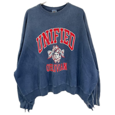 セントマイケル 24AW SM-YS1-0000-036 ネイビー CREW SWEAT UNIFIED ダメージ/フェード加工 プリントスウェット S