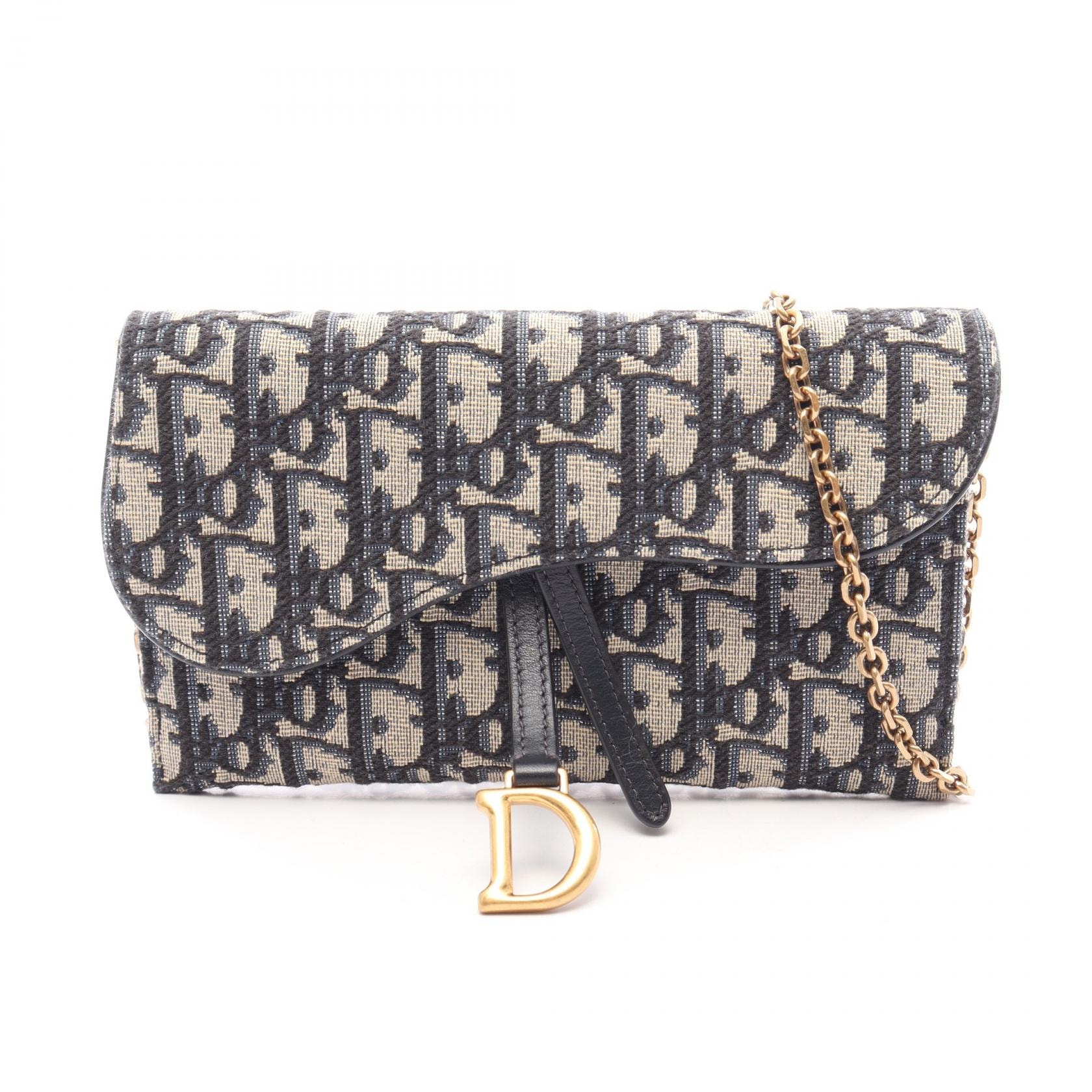 ディオール Dior SADDLE サドル ロングウォレット ディオール オブリーク ジャガード ショルダーバッグ バッグ キャンバス レザー レディース ベージュ系 / ネイビー系 S5614CTZQ_M928 【中古】
