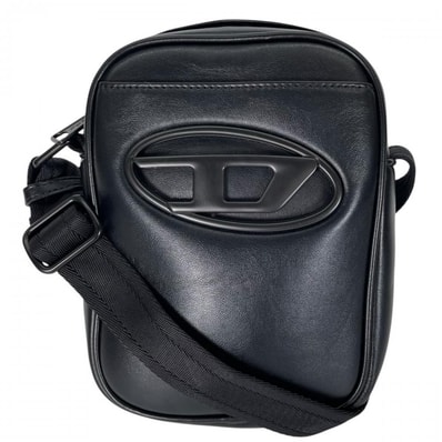 DIESEL ディーゼル ショルダーバッグ ホリディー ロゴバッグ 斜め掛け X10260 ポリウレタン ブラック 黒 シルバー金具 メンズ【中古品】