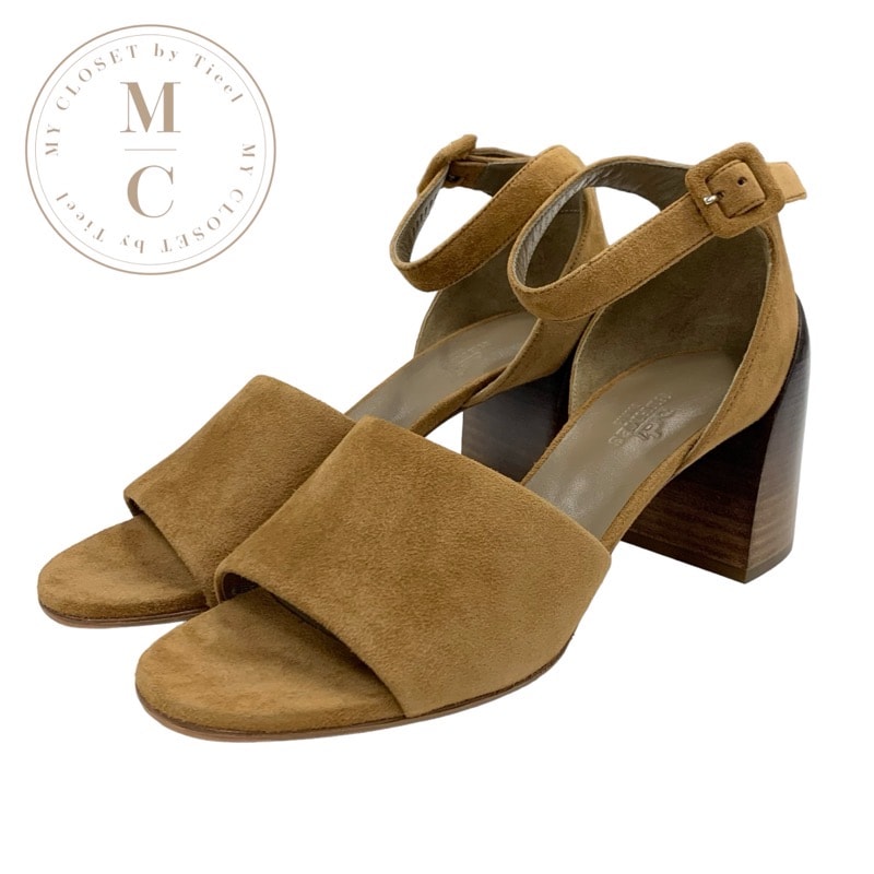 エルメス HERMES サンダル 靴 シューズ スエード ブラウン アンクルベルト