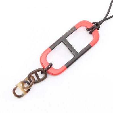エルメス HERMES アマール ネックレス ジュエリー レザー バッファローホーン レディース レッド系 / ブラウン系 【中古】