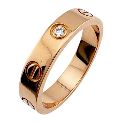 カルティエ ミニラブ リング 指輪 11号 18金 K18ピンクゴールド ダイヤモンド レディース CARTIER 中古