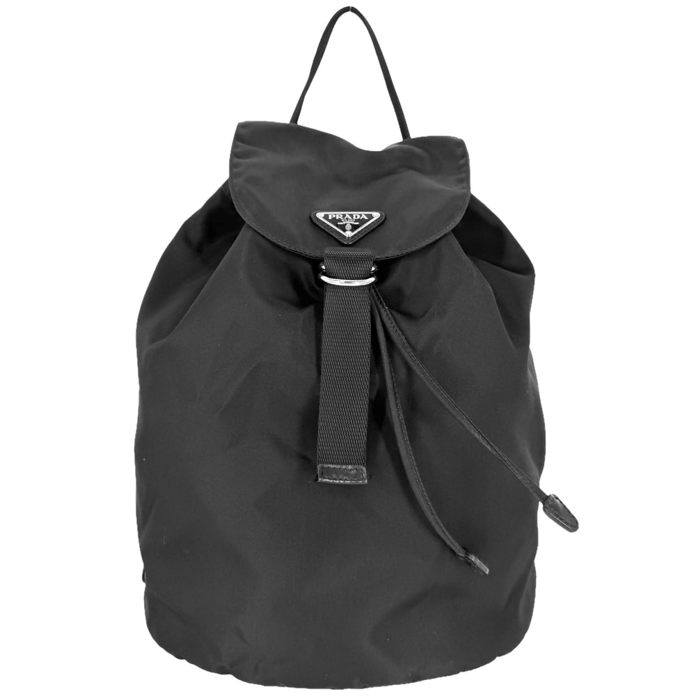 PRADA プラダ リュック トライアングルロゴ バックパック ナイロン    ブラック 黒 シルバー金具 レディース【中古品】