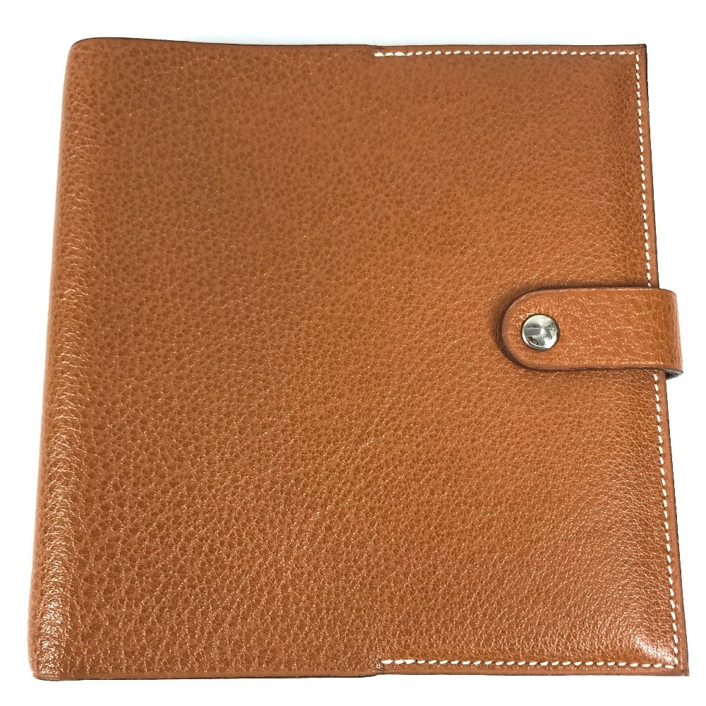 エルメス HERMES CDケース ディスクケース インテリア 2つ折り  ポーチ レザー ブラウン
