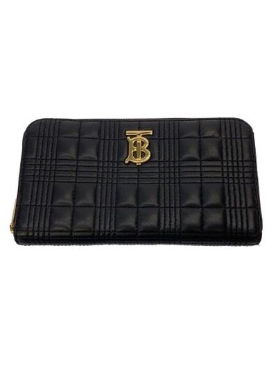 BURBERRY Quilted Lambskin Lola Round Zip Wallet "Black"