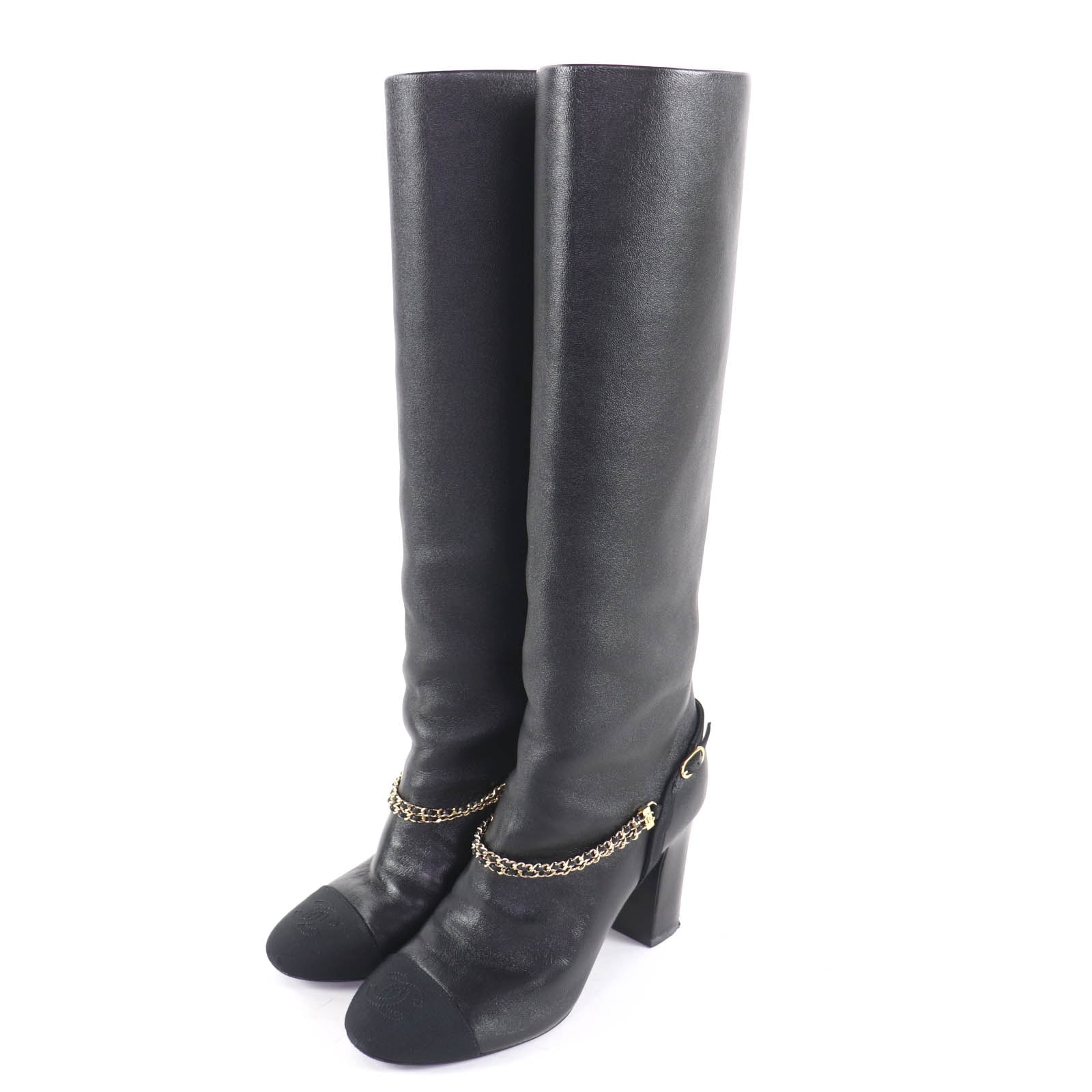 美品 シャネル ロングブーツ ブラック レディース 35 23A G45096