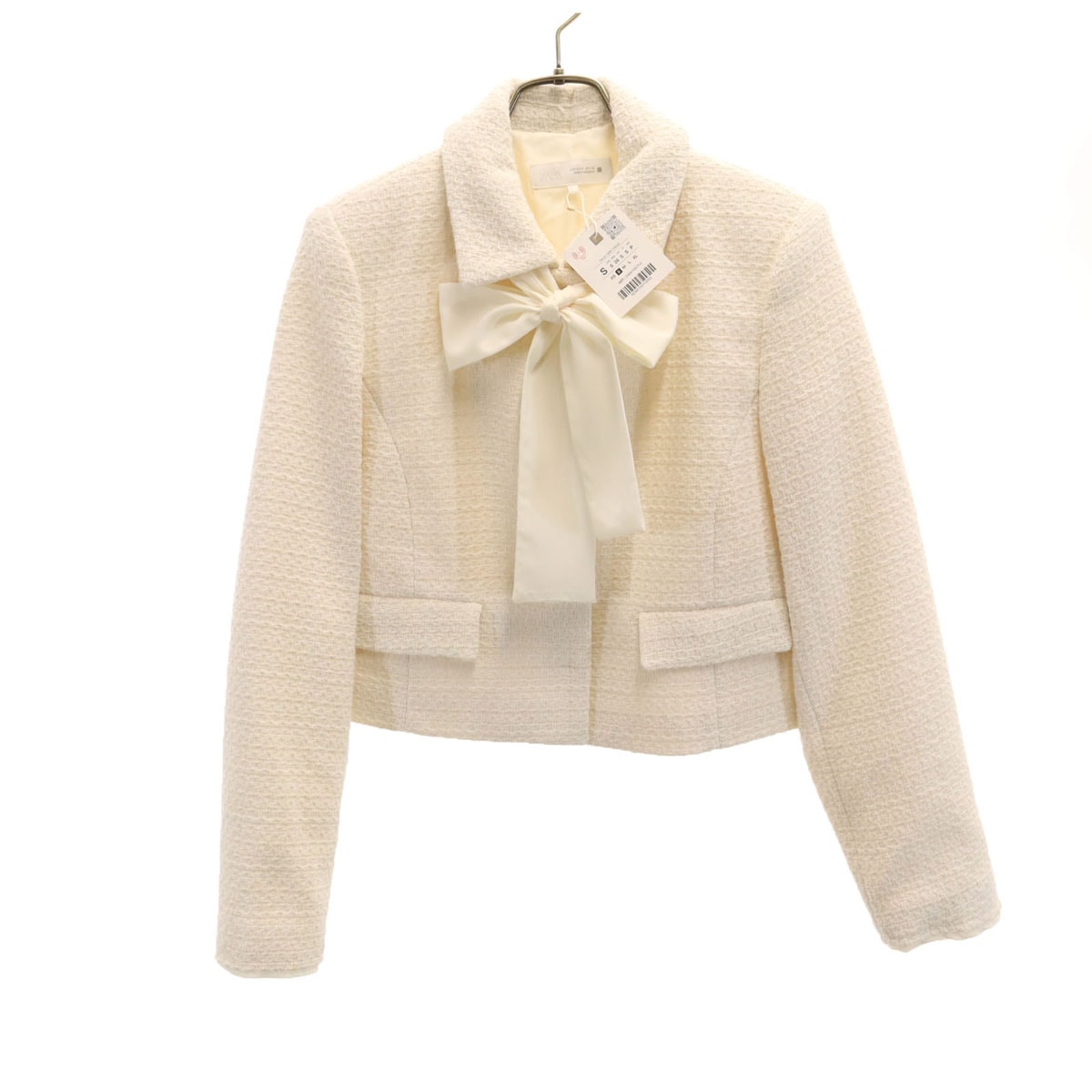 未使用 ZARA ザラ ツイード ジャケット S アイボリー