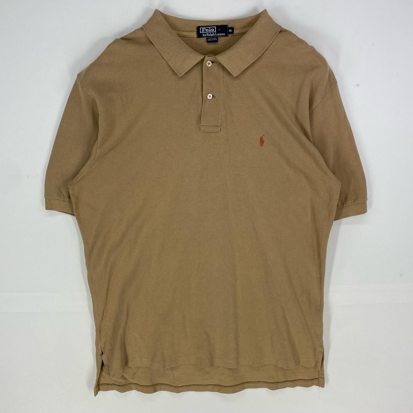 古着 ポロバイラルフローレン Polo by Ralph Lauren 鹿の子 半袖シャツ ワンポイント 刺繍ロゴ ポロシャツ XL ブラウン系 メンズ