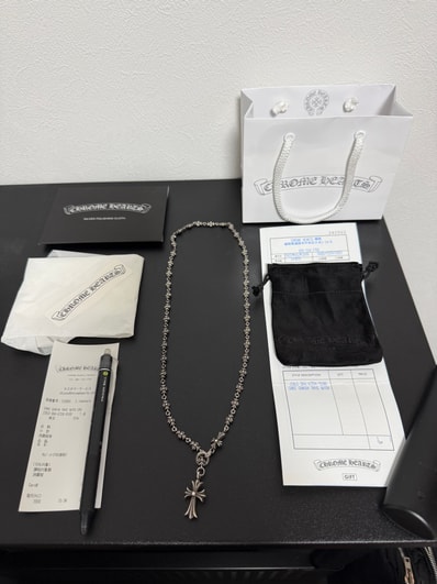 Chrome Hearts Choke Chain Necklace W / Tiny E Ch Plus 24 Inch "Silver"