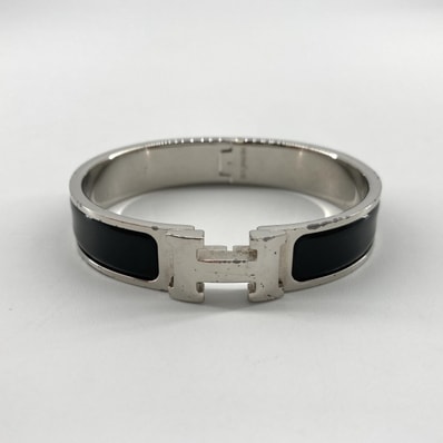HERMES(エルメス) クリックH エナメル×パラディウムプレーテッド バングル ノワール×シルバー
