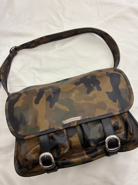 Chrome Hearts Large Gunslinger Strap Camouflage Leather Shoulder Bag "Khaki"