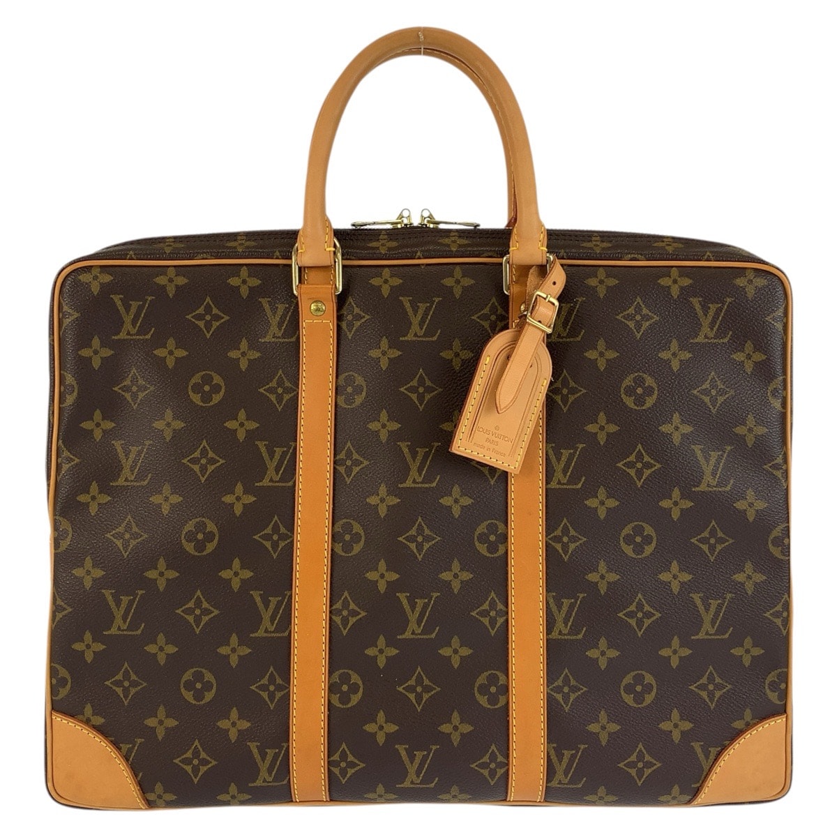 美品 LOUIS VUITTON ルイヴィトン モノグラム ポルトドキュマン ヴォワヤージュ ブラウン ゴールド金具 PVC レザー/ ビジネスバッグ ブリーフケース 602600 【中古】
