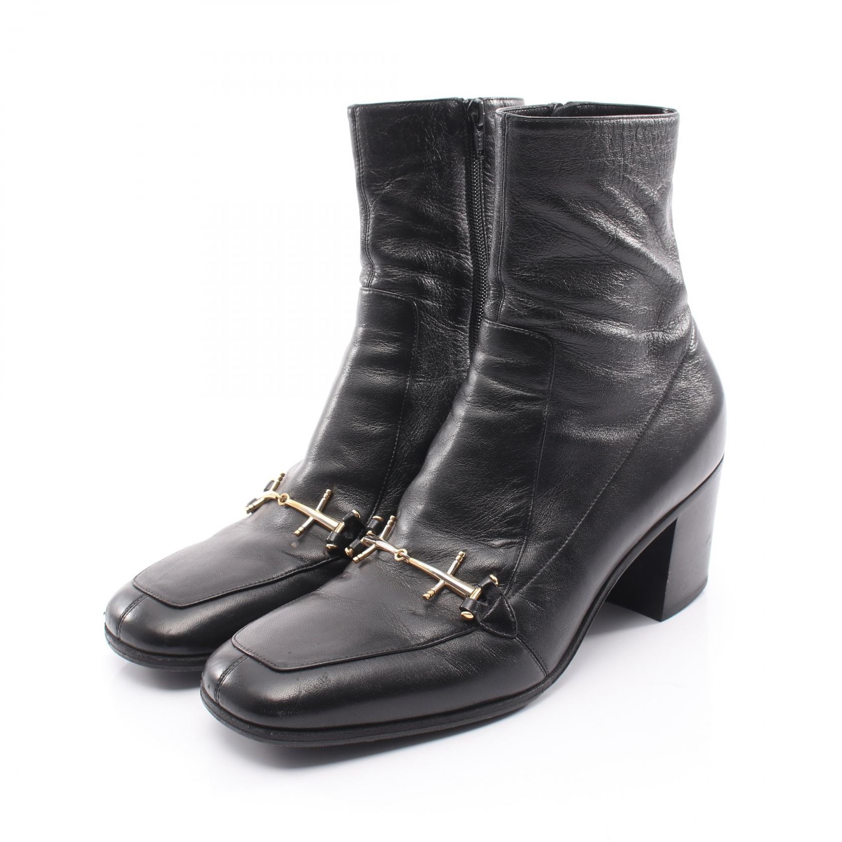 サンローランパリ SAINT LAURENT PARIS Elbio ブーツ 靴 レザー レディース ブラック系 【中古】