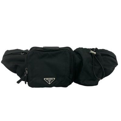 PRADA プラダ ボディバッグ ウエストポーチ トライアングルロゴ VA0056 ナイロン ブラック 黒 シルバー金具 レディース【中古品】