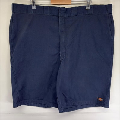古着 ディッキーズ Dickies パンツ ワーク ハーフパンツ ショート ジッパーフライ ワンポイントロゴ w48 ネイビー系 メンズ