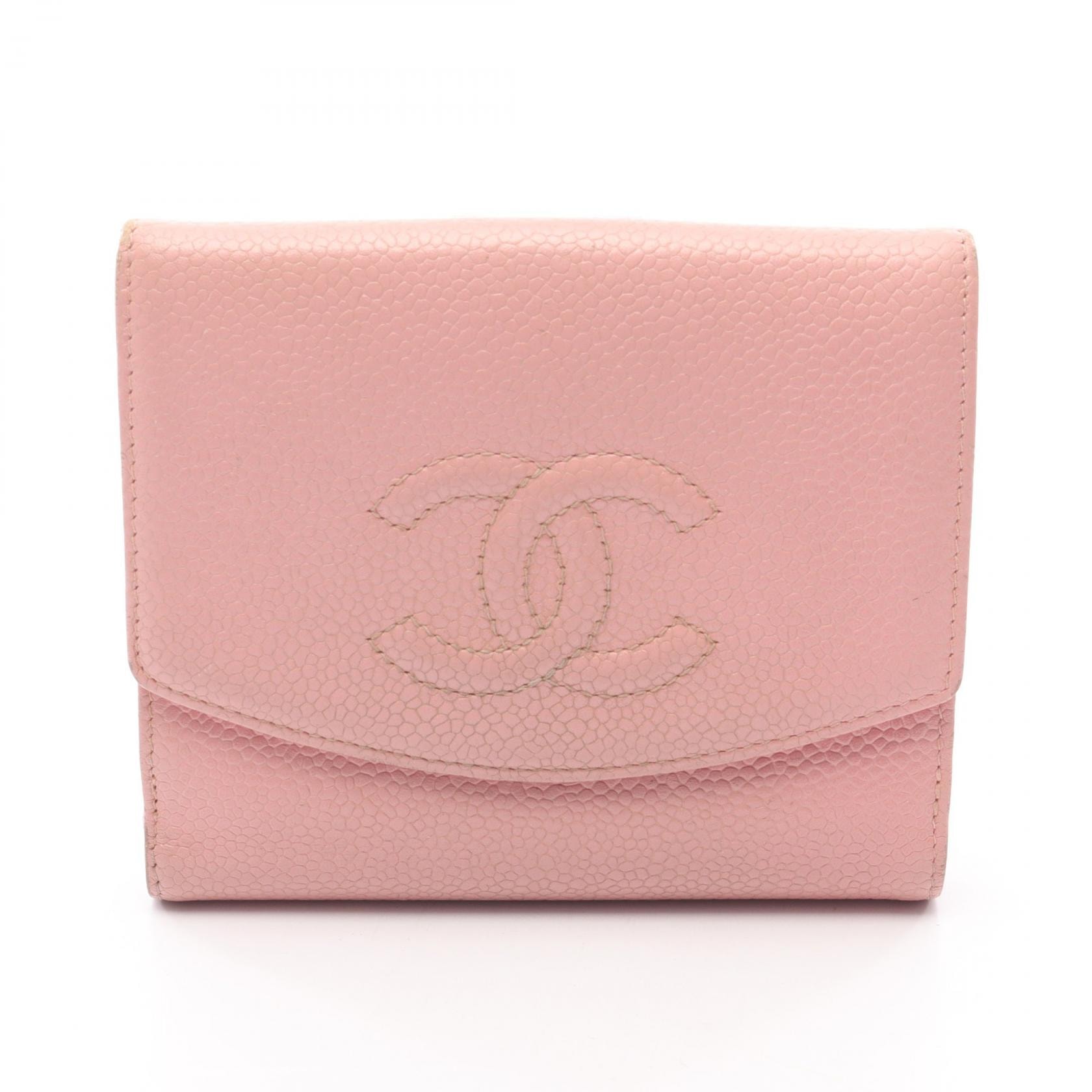 シャネル CHANEL ココマーク Wホック財布 財布 レザー カーフ(牛革) レディース ピンク系 A13496 【中古】