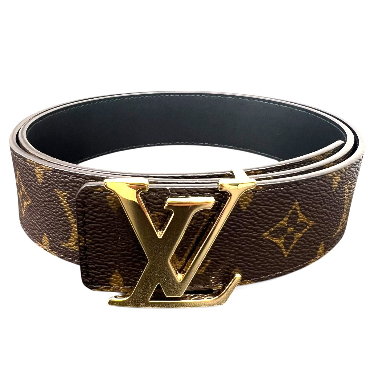 LOUIS VUITTON 極美品 ルイヴィトン LV イニシャル 40MM リバーシブル モノグラム ベルト M0566T PVC レザー AC4265 2025年 ブラウン ブラック #95/38 メンズ 箱・袋付属 Aランク 中古 鑑定済 ヴィトンベルト