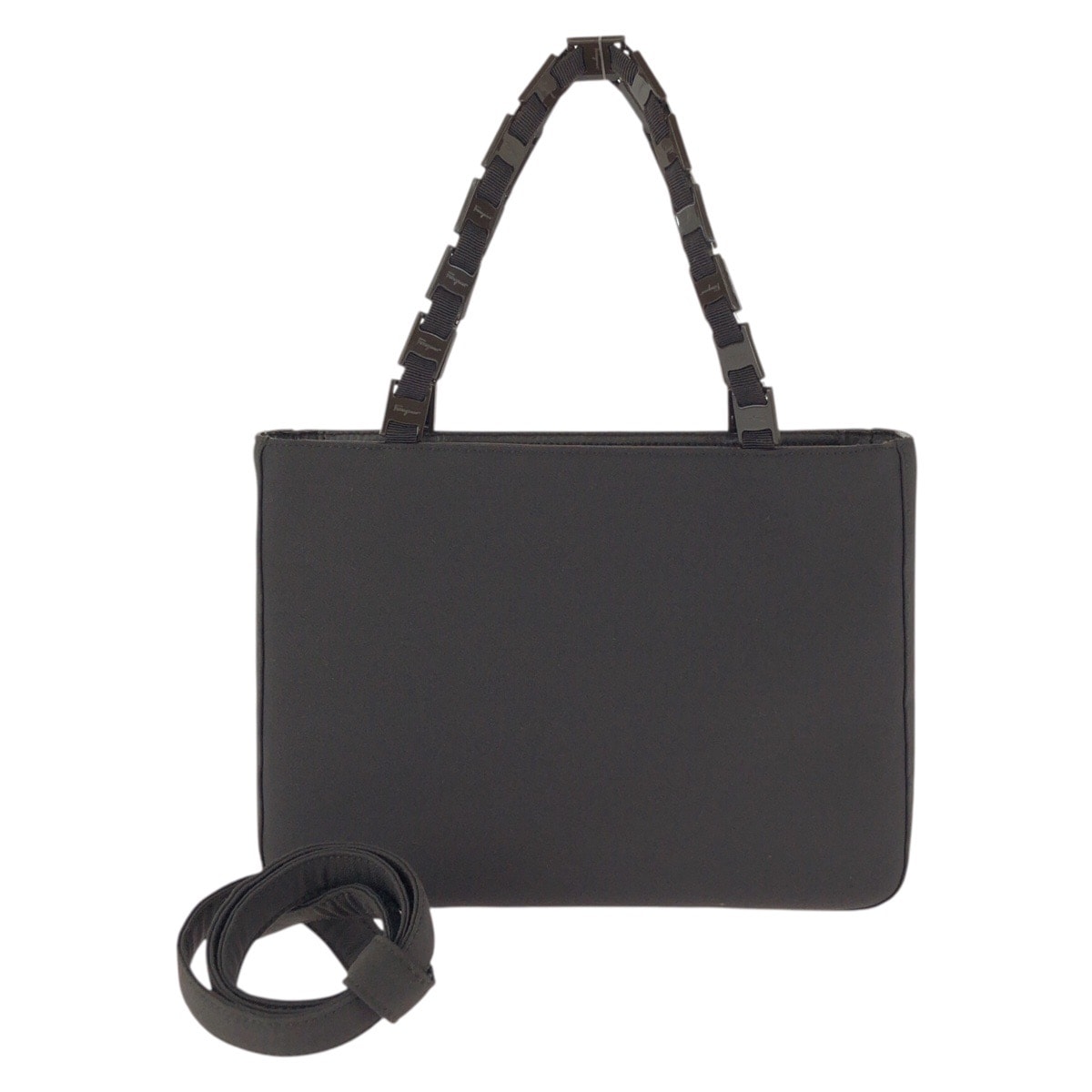 美品 Salvatore Ferragamo サルヴァトーレフェラガモ ヴァラチェーン 2way ブラウン シルバー金具 ナイロン レザー/ ハンドバッグ ショルダーバッグ 602198 【中古】