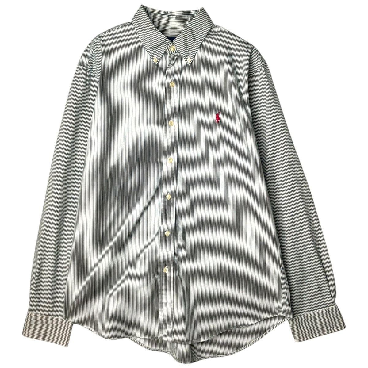 古着 ラルフローレン Ralph Lauren SLIM FIT スリムフィット 長袖 ボタンダウンストライプシャツ メンズL相当/eaa649269