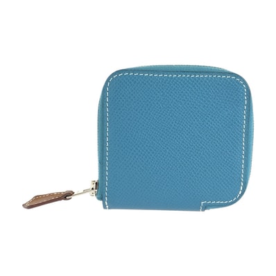 美品 HERMES エルメス アザップ ブルー ニューブルージーン シルバー金具 ヴォーエプソン コインケース 小銭入れ 男女兼用 B刻印 1-0296148 【中古】