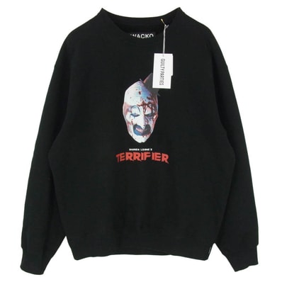WACKO MARIA ワコマリア 25AW TERRIFIER-WM-SS06 ×Terrifier Heavy Weight Sweat Shirt テリファー ヘビー ウェイト スウェット シャツ トレーナー ブラック系 L【新古品】【未使用】【中古】