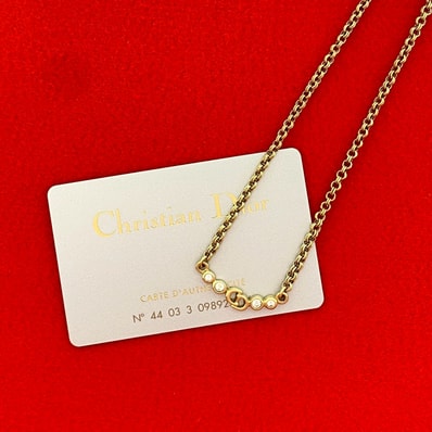 Christian Dior ディオール CD ロゴ ラインストーン GP ラインストーン ネックレス ゴールド
55413