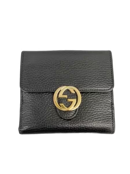 GUCCI Interlocking G W Hook Wallet "Black"