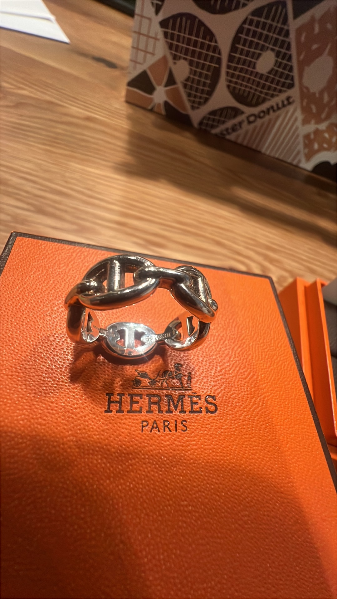 Hermes Chaine D'ancre Enchainee Ring PM "Silver"