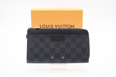 極美品 LOUIS VUITTON ルイ・ヴィトン グラフィット ジッピードラゴンヌ N60379 長財布 ブラック グレー コーティングキャンバス メンズ