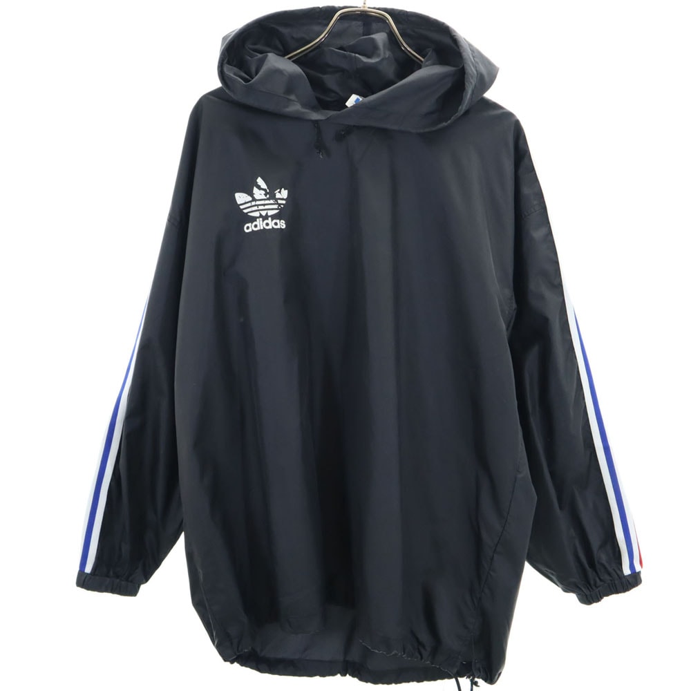 adidas アディダス 80s 日本製 デサント製 ヴィンテージ トレフォイルロゴ トレーニング 長袖 ナイロン ウインドブレーカー M-L
