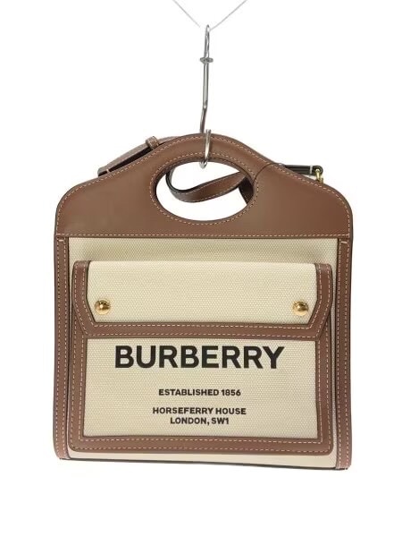 Burberry Women's Two-Tone Canvas And Leather Mini Pocket Handbag "Beige"