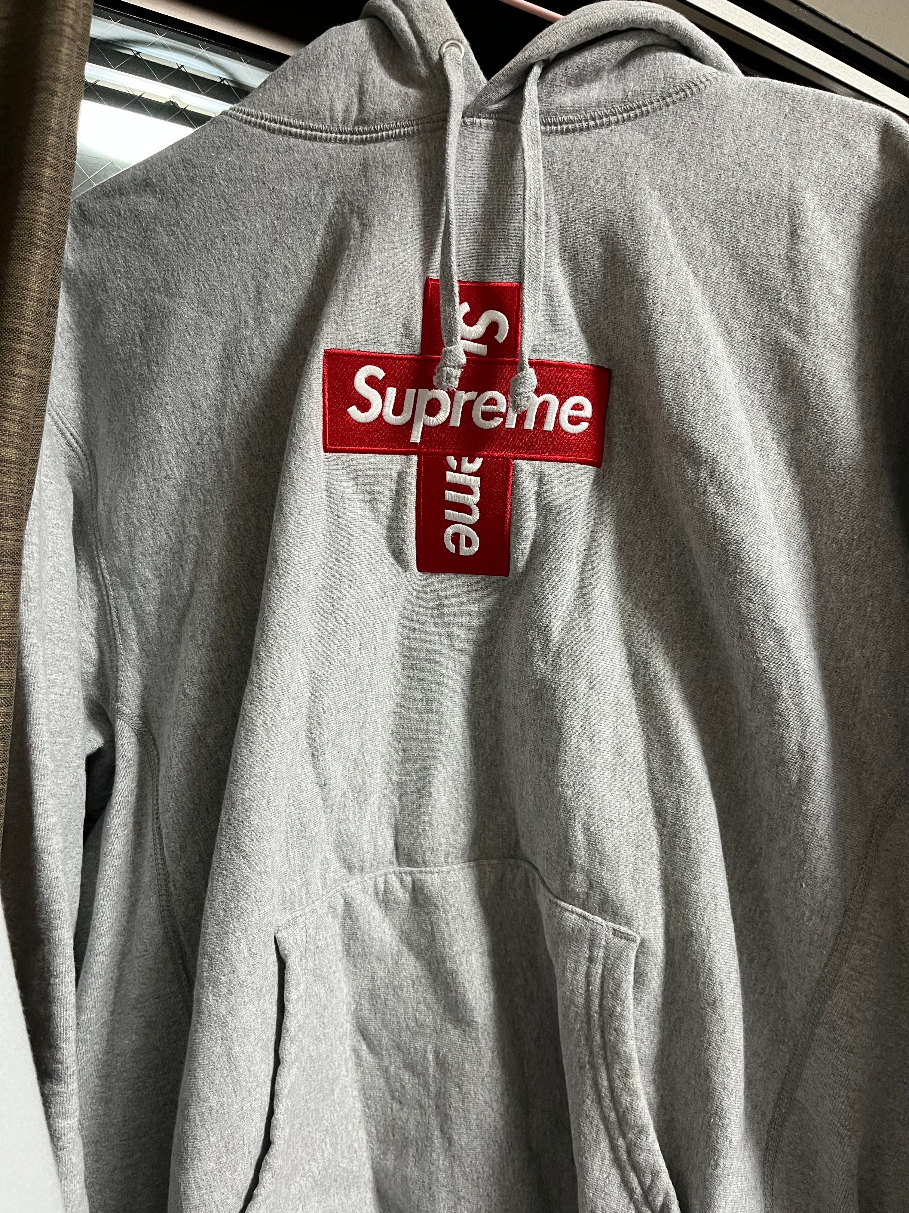 Supreme Cross Box Logo Hooded Sweatshirt "Grey"