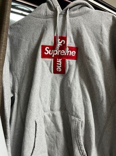 Supreme Cross Box Logo Hooded Sweatshirt "Grey"