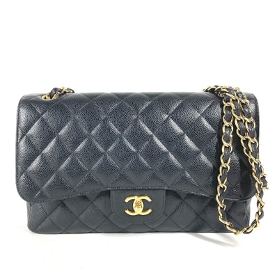 シャネル CHANEL マトラッセ 30 キルティング チェーンバッグ Wチェーン ダブルフラップ 斜め掛け ショルダーバッグ キャビアスキン ブラック