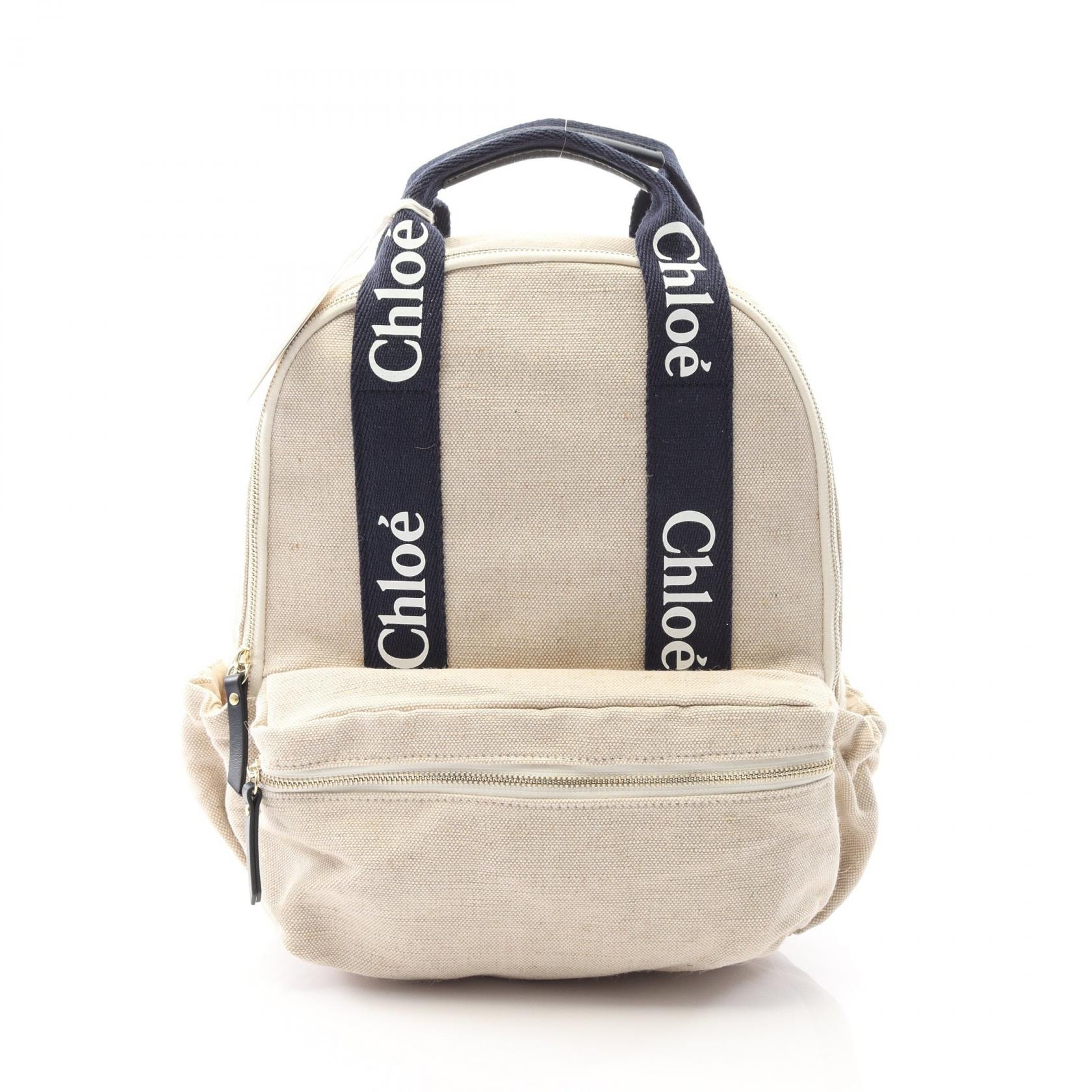 クロエ Chloe リュックサック バックパック バッグ キャンバス レディース ベージュ系 / ネイビー系 C20423 Z40 【新品】