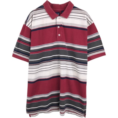 古着 90年代 ギャップ GAP オールドギャップ マルチボーダー 半袖 ボーダー ポロシャツ メンズL相当 ヴィンテージ/eaa667521